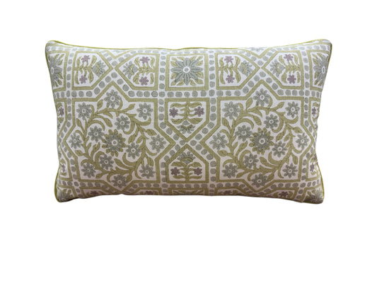 Tulsi Bagan Light Olive Custom Lumbar Pillow