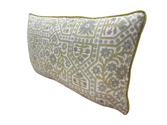 Tulsi Bagan Light Olive  Custom Lumbar Pillow