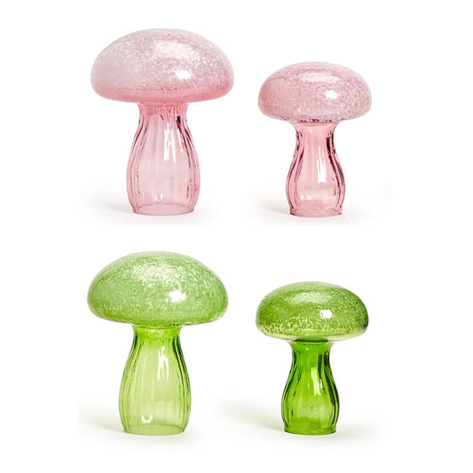 Glass Mushrooms Pair