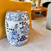 Blue & White Flower and Bird Garden Stool