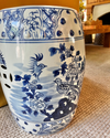 Blue & White Flower and Bird Garden Stool