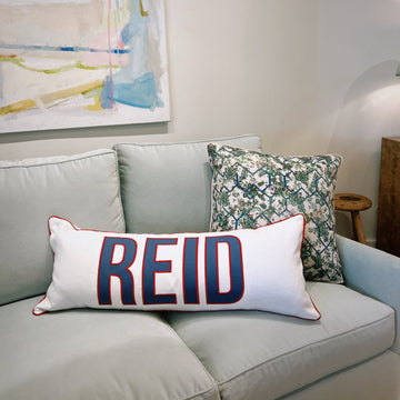 Name Appliqué Lumbar Pillow- REID