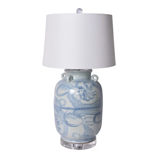 Blue and White Flower Lamp